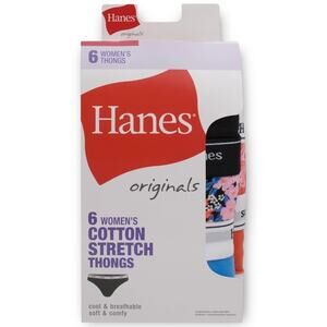 NWT Hanes Originals Cotton Stretch Thong 6-Pack – Women’s 7/L